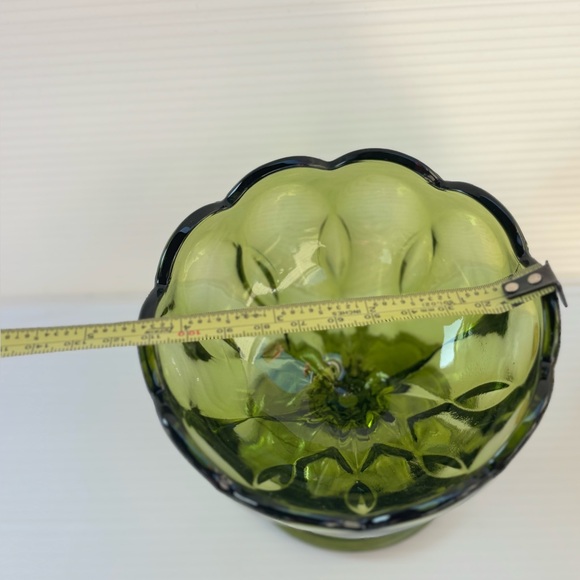 Vintage Pressed Glass Dessert Cups Olive Green Amber 1960s - Picture 4 of 6